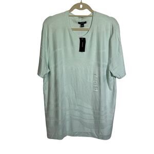 Alfani Men's Tonal Wave Jacquard T-Shirt, Beach Glass Large $50